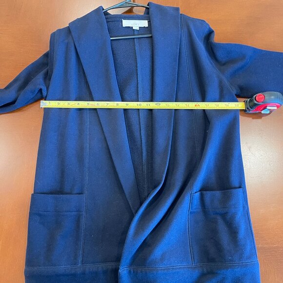 LOFT Women’s SOFT Navy Blue Open Style Hooded Cardigan Size Small Pockets Comfy - Picture 6 of 6
